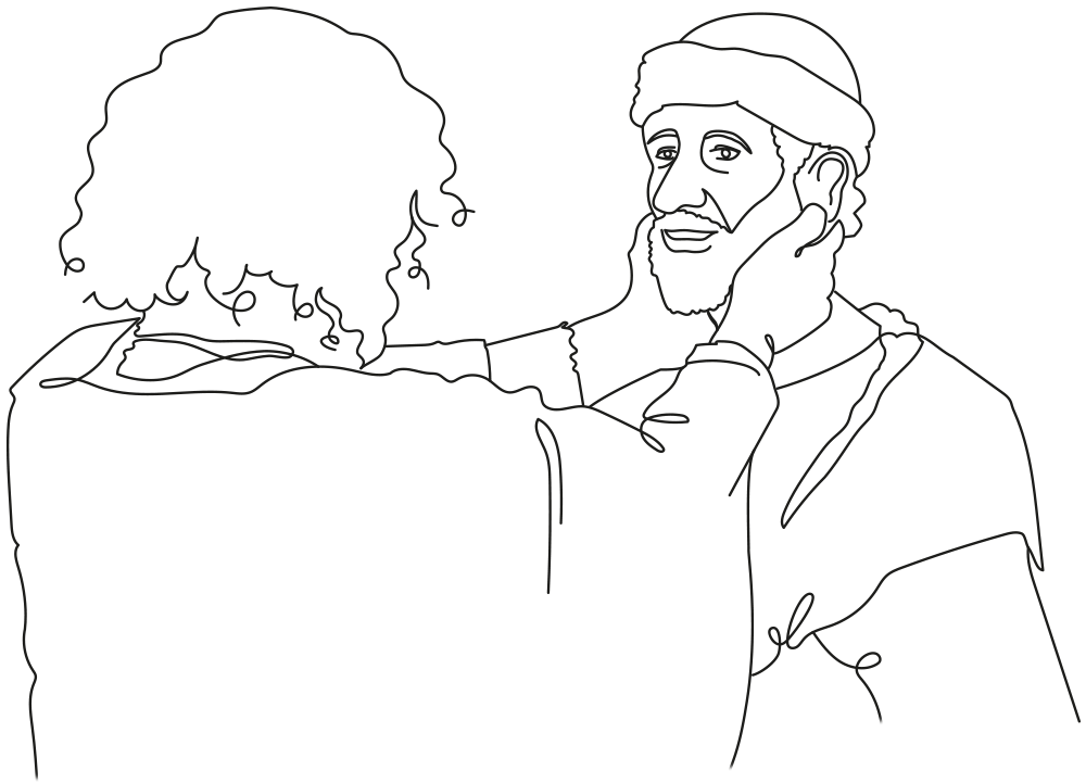 Drawing of man being healed