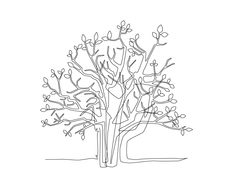 line drawing of tree
